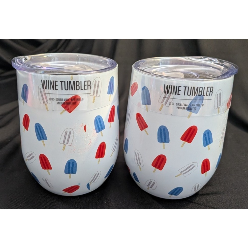 Pair of Summer Wine Tumblers 12 oz.‎ BPA Free Vacuum Insulated